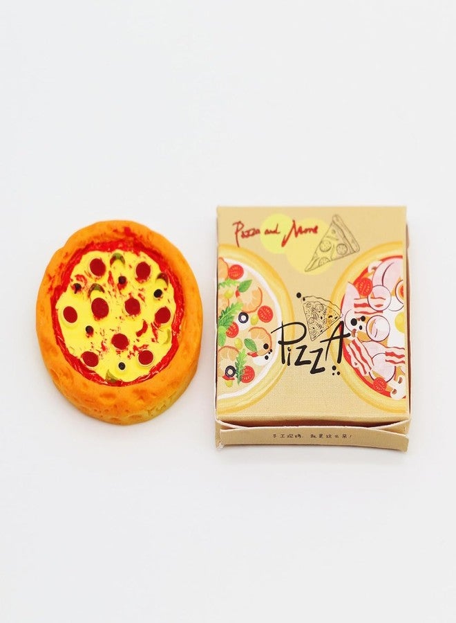 Jizlan 1 Set Miniature Pizza Box, 1:6 & 1:12 Scale Realistic Dollhouse Food Model Set, Yellow Resin Doll House Furniture Supplies for Pretend Play Kitchen - Image 5